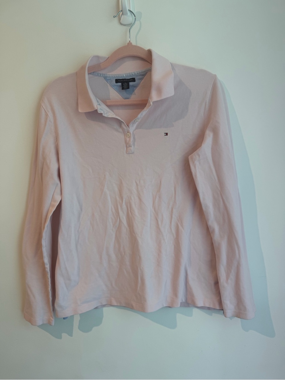 Tommy Hilfiger Light Pink Long-Sleeve Polo Top - Picture 2 of 3